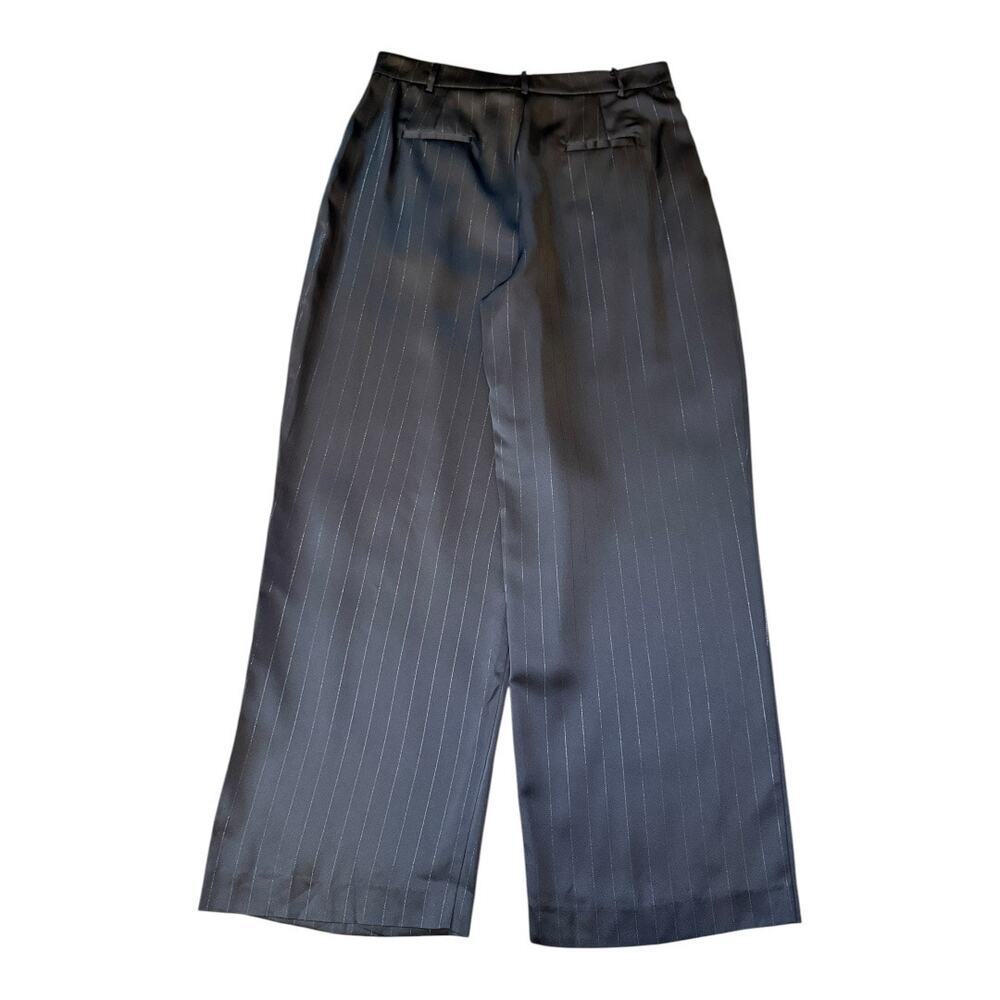 WAYF Women's XL Black Metallic Pinstripe Wide-Leg‎ Trousers Workwear Pants NWOT - Picture 2 of 7
